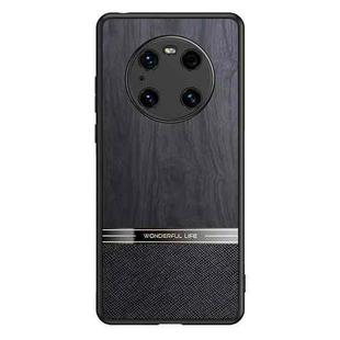 For Huawei Mate 40 Pro Shang Rui Wood Grain Skin PU + TPU Shockproof Case(Black)