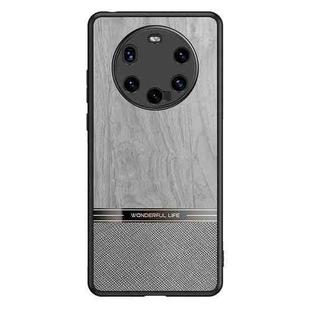 For Huawei Mate 40 Shang Rui Wood Grain Skin PU + TPU Shockproof Case(Grey)