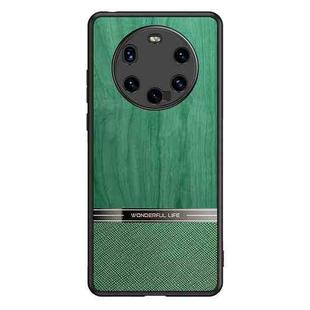 For Huawei Mate 40 Shang Rui Wood Grain Skin PU + TPU Shockproof Case(Green)