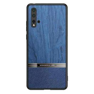 For Huawei nova 5 Shang Rui Wood Grain Skin PU + TPU Shockproof Case(Blue)