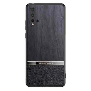 For Huawei nova 5 Shang Rui Wood Grain Skin PU + TPU Shockproof Case(Black)