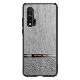 For Huawei nova 6 Shang Rui Wood Grain Skin PU + TPU Shockproof Case(Grey)