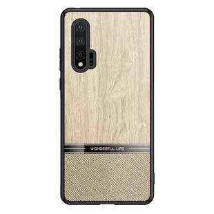 For Huawei nova 6 Shang Rui Wood Grain Skin PU + TPU Shockproof Case(Wood Color)