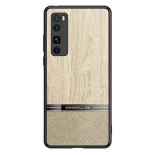 For Huawei nova 7 Pro 5G Shang Rui Wood Grain Skin PU + TPU Shockproof Case(Wood Color)