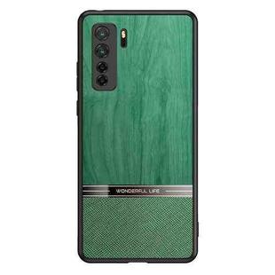 For Huawei nova 7 SE Shang Rui Wood Grain Skin PU + TPU Shockproof Case(Green)