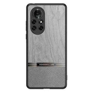 For Huawei nova 8 Pro 5G Shang Rui Wood Grain Skin PU + TPU Shockproof Case(Grey)