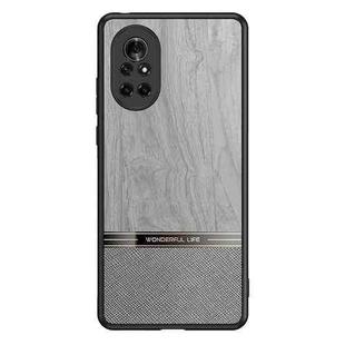 For Huawei nova 8 5G Shang Rui Wood Grain Skin PU + TPU Shockproof Case(Grey)