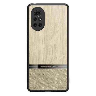For Huawei nova 8 5G Shang Rui Wood Grain Skin PU + TPU Shockproof Case(Wood Color)