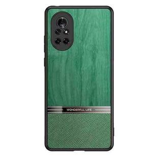 For Huawei nova 8 5G Shang Rui Wood Grain Skin PU + TPU Shockproof Case(Green)