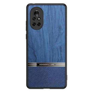 For Huawei nova 8 5G Shang Rui Wood Grain Skin PU + TPU Shockproof Case(Blue)