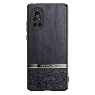 For Huawei nova 8 5G Shang Rui Wood Grain Skin PU + TPU Shockproof Case(Black)