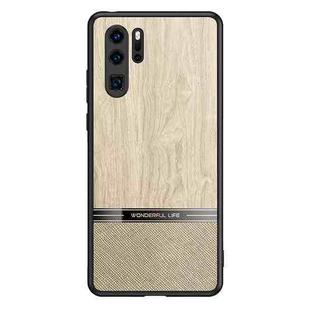 For Huawei P30 Pro Shang Rui Wood Grain Skin PU + TPU Shockproof Case(Wood Color)