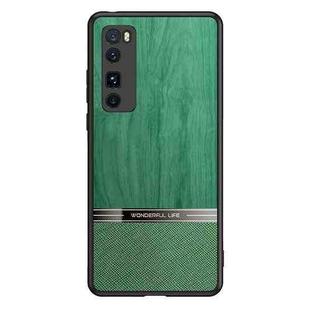 For Huawei nova 7 5G Shang Rui Wood Grain Skin PU + TPU Shockproof Case(Green)