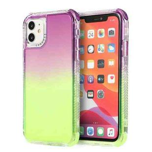 For iPhone 11 3 In 1 Dreamland PC + TPU Gradient Two-color Transparent Border Protective Case (Purple Green)