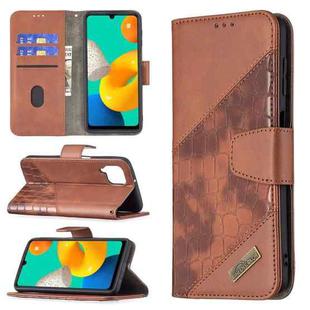 For Samsung Galaxy M32 Matching Color Crocodile Texture Horizontal Flip PU Leather Case with Wallet & Holder & Card Slots(Brown)