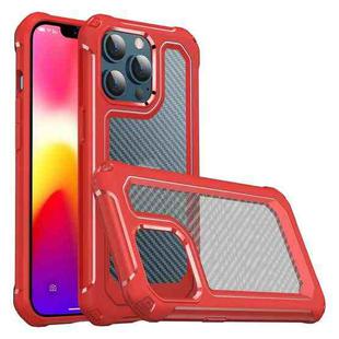 Shockproof PC + Carbon Fiber Texture TPU Armor Protective Case For iPhone 13 mini(Red)