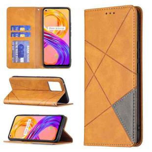 For OPPO Realme 8 / 8 Pro Rhombus Texture Horizontal Flip Magnetic Leather Case with Holder & Card Slots(Yellow)