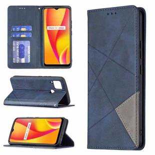 For OPPO Realme C15 / C12 / C25 Rhombus Texture Horizontal Flip Magnetic Leather Case with Holder & Card Slots(Blue)