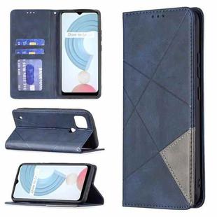 For OPPO Realme C21 / C20 Rhombus Texture Horizontal Flip Magnetic Leather Case with Holder & Card Slots(Blue)