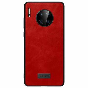 For Huawei Mate 30 SULADA Shockproof TPU + Handmade Leather Protective Case(Red)