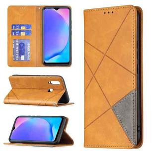 For vivo Y11/Y15/Y12/Y17 Rhombus Texture Horizontal Flip Magnetic Leather Case with Holder & Card Slots(Yellow)