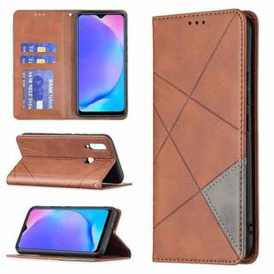 For vivo Y11/Y15/Y12/Y17 Rhombus Texture Horizontal Flip Magnetic Leather Case with Holder & Card Slots(Brown)