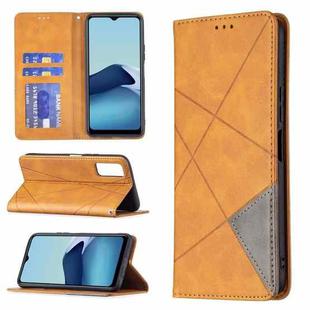 For vivo Y20 Rhombus Texture Horizontal Flip Magnetic Leather Case with Holder & Card Slots(Yellow)