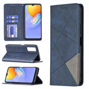 For vivo Y51 2020 / Y51a / Y51s Rhombus Texture Horizontal Flip Magnetic Leather Case with Holder & Card Slots(Blue)