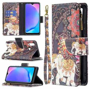 For vivo Y11/Y15/Y12/Y17 Colored Drawing Pattern Zipper Horizontal Flip Leather Case with Holder & Card Slots & Wallet(Flower Elephants)