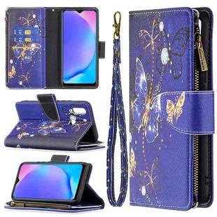 For vivo Y11/Y15/Y12/Y17 Colored Drawing Pattern Zipper Horizontal Flip Leather Case with Holder & Card Slots & Wallet(Purple Butterfly)