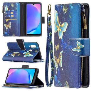 For vivo Y11/Y15/Y12/Y17 Colored Drawing Pattern Zipper Horizontal Flip Leather Case with Holder & Card Slots & Wallet(Gold Butterfly)