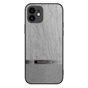 Shang Rui Wood Grain Skin PU + TPU Shockproof Case For iPhone 12(Grey)