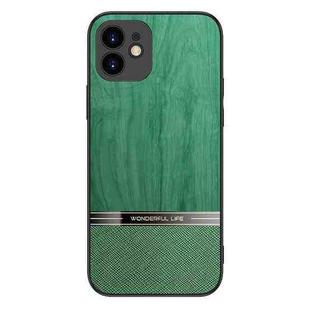 Shang Rui Wood Grain Skin PU + TPU Shockproof Case For iPhone 12(Green)