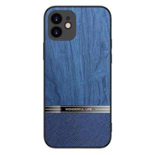 For iPhone 11 Shang Rui Wood Grain Skin PU + TPU Shockproof Case (Blue)