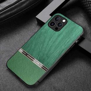 For iPhone 11 Pro Max Shang Rui Wood Grain Skin PU + TPU Shockproof Case (Green)