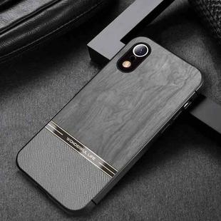 Shang Rui Wood Grain Skin PU + TPU Shockproof Case For iPhone XR(Grey)