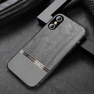 Shang Rui Wood Grain Skin PU + TPU Shockproof Case For iPhone XS Max(Grey)