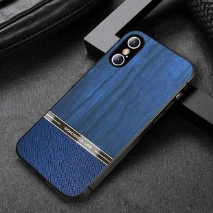Shang Rui Wood Grain Skin PU + TPU Shockproof Case For iPhone XS Max(Blue)