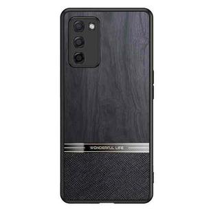 For OPPO A55 Shang Rui Wood Grain Skin PU + TPU Shockproof Case(Black)