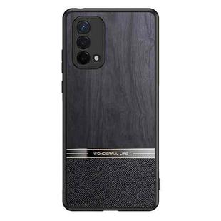 For OPPO A93 5G Shang Rui Wood Grain Skin PU + TPU Shockproof Case(Black)