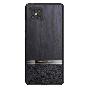 For OPPO A92s Shang Rui Wood Grain Skin PU + TPU Shockproof Case(Black)