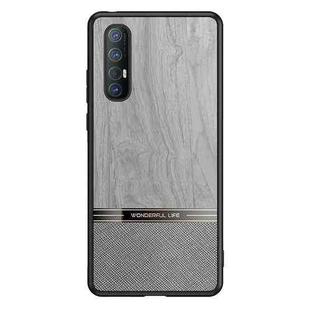 For OPPO Reno3 Pro Shang Rui Wood Grain Skin PU + TPU Shockproof Case(Grey)