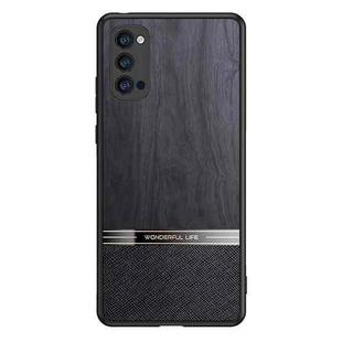 For OPPO Reno4 Pro Shang Rui Wood Grain Skin PU + TPU Shockproof Case(Black)