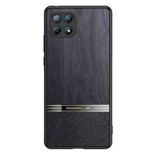 For OPPO Reno4 SE Shang Rui Wood Grain Skin PU + TPU Shockproof Case(Black)