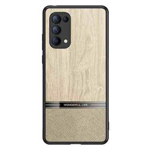 For OPPO Reno5 Pro 5G Shang Rui Wood Grain Skin PU + TPU Shockproof Case(Wood Color)