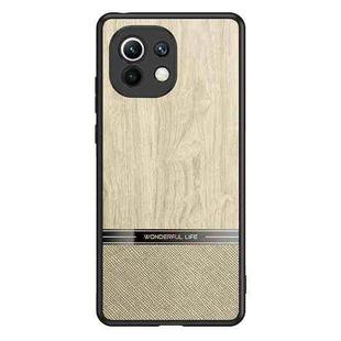 For Xiaomi Mi 11 Shang Rui Wood Grain Skin PU + TPU Shockproof Case(Wood Color)