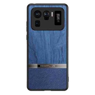 For Xiaomi Mi 11 Ultra Shang Rui Wood Grain Skin PU + TPU Shockproof Case(Blue)