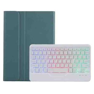 A0N5BS Ultra-thin Tri-color Backlight Detachable Lambskin Texture TPU Bluetooth Keyboard Leather Tablet Case with Holder For Xiaomi Pad 5 / 5 Pro(Dark Green)