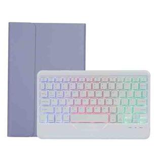A0N5BS Ultra-thin Tri-color Backlight Detachable Lambskin Texture TPU Bluetooth Keyboard Leather Tablet Case with Holder For Xiaomi Pad 5 / 5 Pro(Purple)