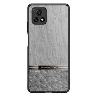 For vivo Y52s Shang Rui Wood Grain Skin PU + TPU Shockproof Case(Grey)